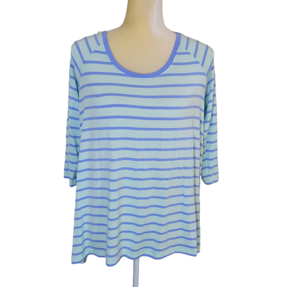 Matilda Jane Women's Blue Striped Quarter Length Blouse Size Small - Picture 1 of 6